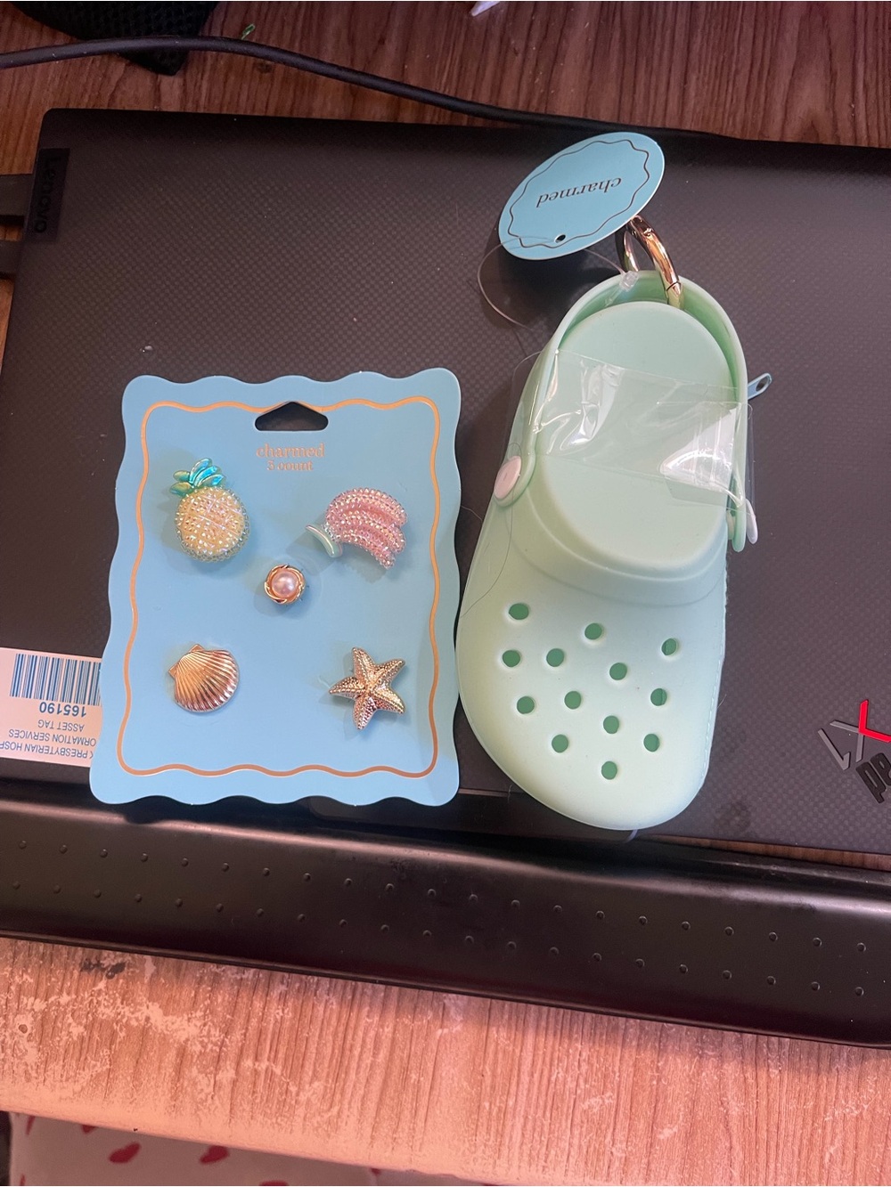 Croc style coin purse with charms